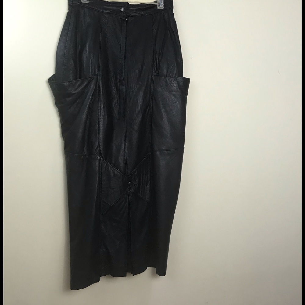 Danier Vintage 1980s Pencil Pockets Leather Skirt - Picture 4 of 16